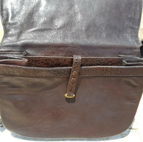 Vtg Rare 60s Alligator Fendi Brown Lambskin Bag - Picture 3 of 6